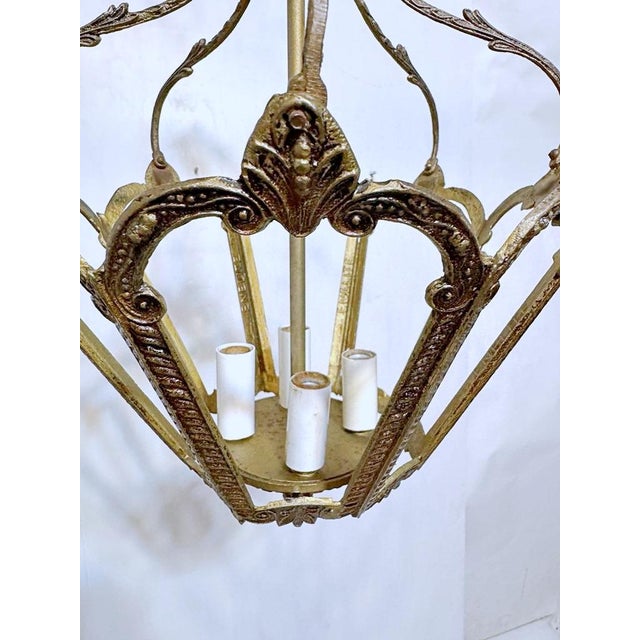 Metal Vintage Ceiling Lantern in Bronze For Sale - Image 7 of 11