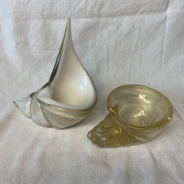Beautiful vintage glass trinket dishes shaped like sea shells. Perfect for jewelry, keys, or standalone coastal decor. One...