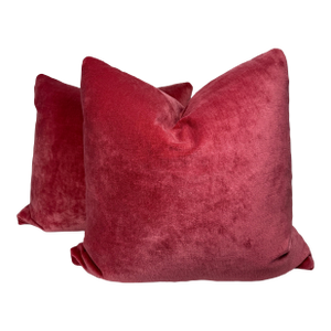 LInen Velvet in Raspberry 22" Pillows-a Pair