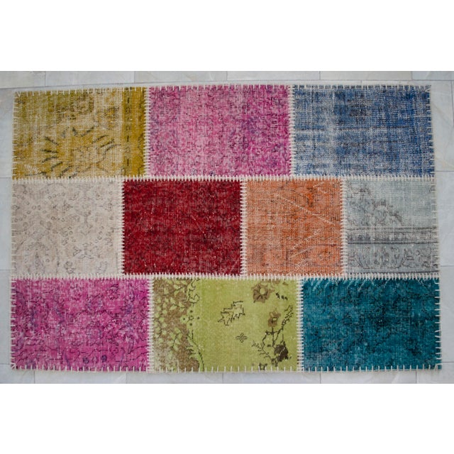 Vibrant Pink & Red Turkish Rug Hand Knotted Handstitched Floor Art Room Decor - 4'x5'11" For Sale - Image 15 of 17