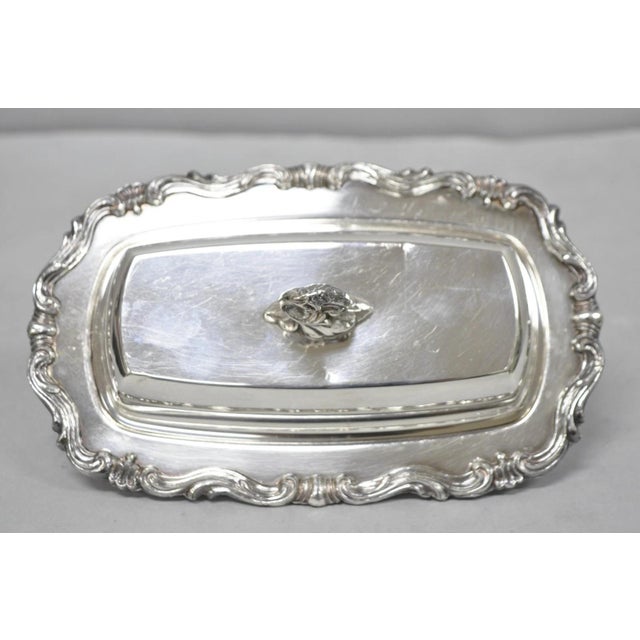 Silver Vintage Fb Rogers 1959 Victorian Silver Plated Footed Covered Butter Dish For Sale - Image 8 of 14