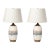 Pair of Mid-Century Modernist Off White Ceramic Table Lamps W/ Banded Detailing For Sale
