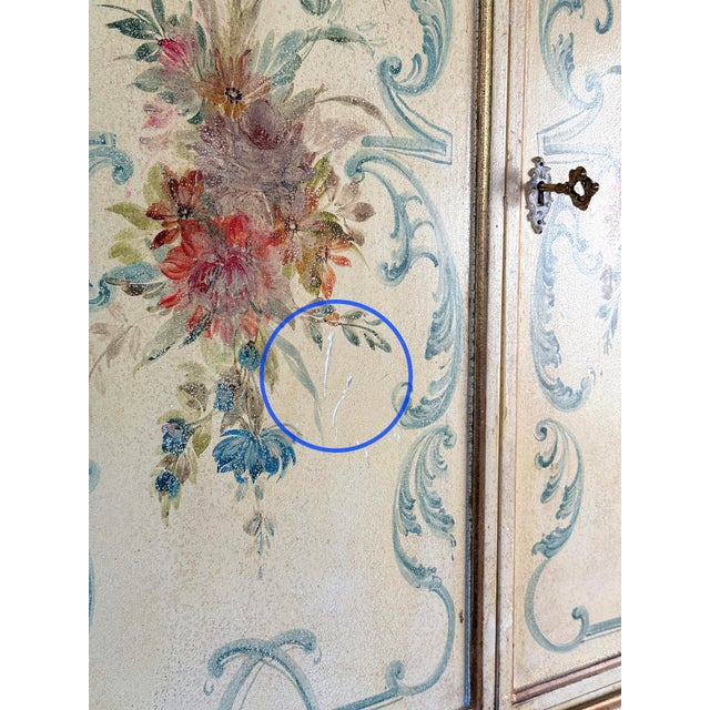 Vintage Italian Venetian Hand Painted Secretary Desk W/ Bookcase Top For Sale - Image 10 of 17