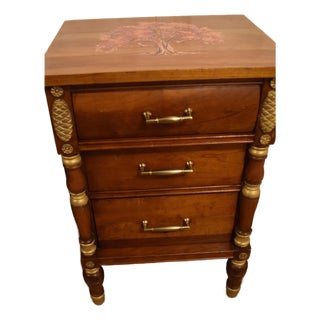 Custom Solid Wood "Tree of Life" 3-Drawer Nightstand / Accent Chest For Sale