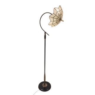 1930/40s Art Deco Floor Lamp With Capiz Shell Shade For Sale