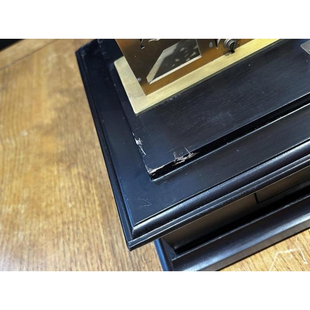 Large Architectural Brass Cathedral Skeleton Clock with Case and Key For Sale - Image 13 of 18