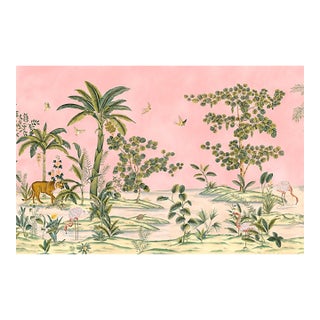 W36”* H100”/Panel, Palm Tree Wallpaper , Pink Wallpaper, a Set of 5 Panels For Sale