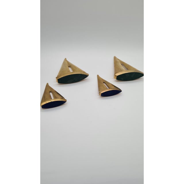 Vintage Sailboat Figurines in Golden Brass, 1970s, Set of 4 For Sale - Image 3 of 8