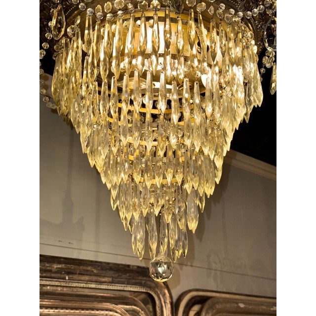 Late 19th Century French Bronze and Crystal Waterfall Chandelier For Sale In Dallas - Image 6 of 7