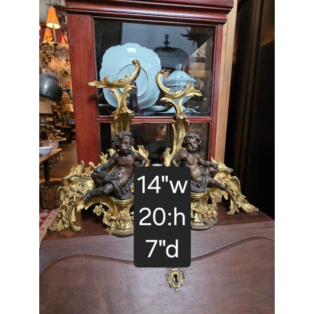 Antique French Chenets With Cherubs For Sale - Image 10 of 10
