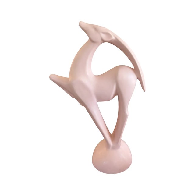 Elegant and sculptural, this large vintage Haeger Pottery gazelle stands an impressive 21¼ inches tall. Created in 1986 as...