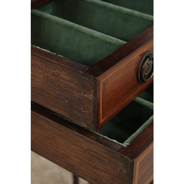 Wood Antique Edwardian 2 Drawer Inlaid Mahogany Curio Cabinet For Sale - Image 7 of 16