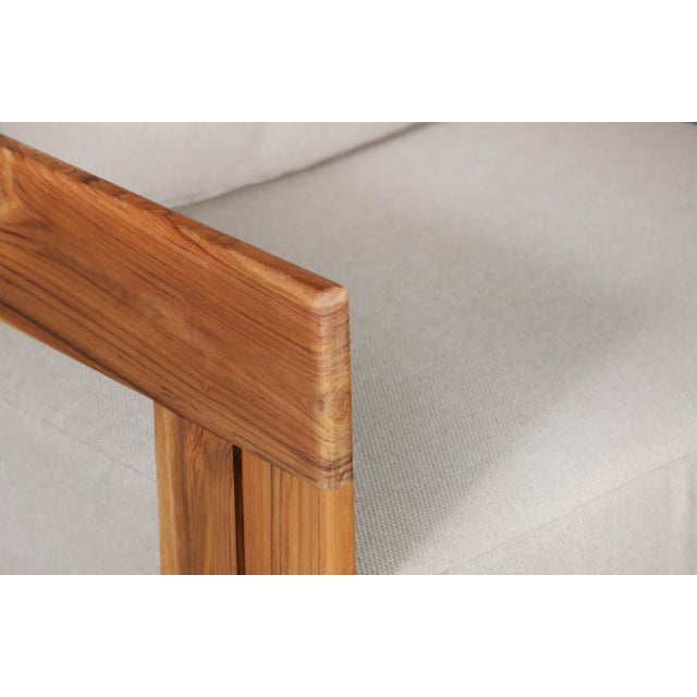 Paradiso Outdoor Solid Teak Swivel Chair - Gray Fabric For Sale - Image 4 of 11