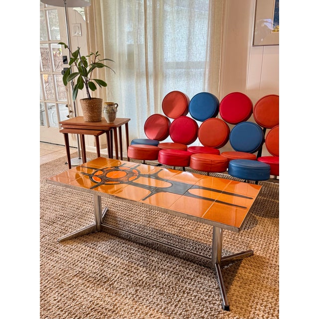 Orange A Vintage Ceramic Tile Coffee Table Designed Attributed to Adri Belgique, Circa 1960s. For Sale - Image 8 of 12