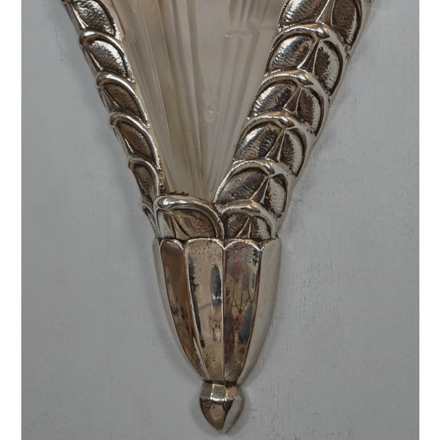 Metal French Art Deco Wall Sconces by Jean Gauthier Ejg 1930 France - A Pair For Sale - Image 7 of 9