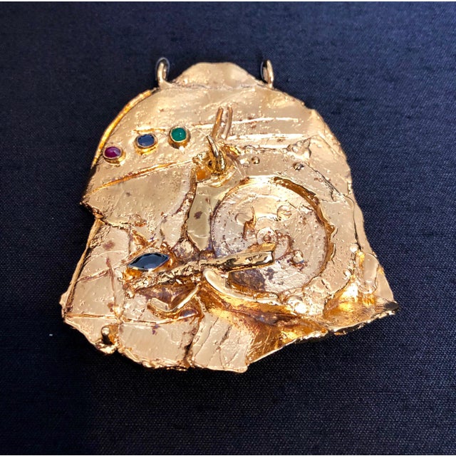 Surrealism Igael Tumarkin, Gilt Bronze Sculpture Brooch Wearable Art Israeli Tumarkin Abstract Surrealist, c.1960s-1970s For Sale - Image 3 of 14