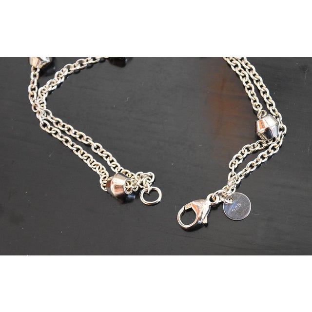 Late 20th Century Tiffany & Co. Sterling Silver 'Barrel Bead' Station Double Strand Bracelet 7" Retired For Sale - Image 5 of 14