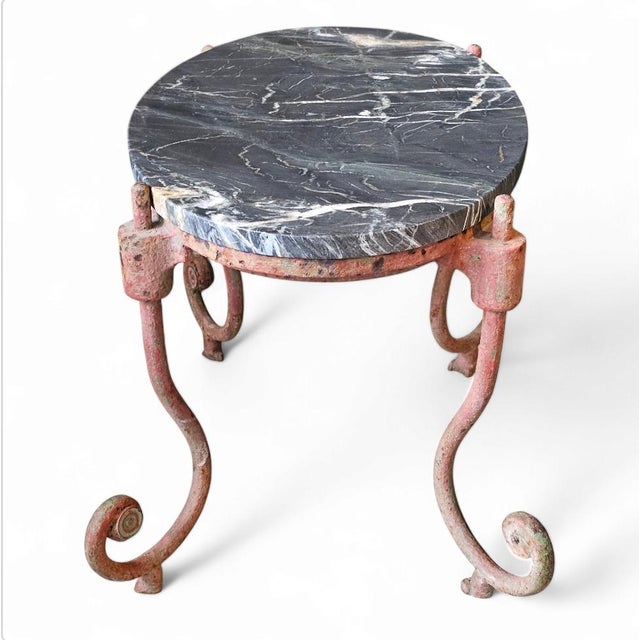 1880s American Cast Iron Side Table With Sahara Noir Marble Top For Sale In New York - Image 6 of 6