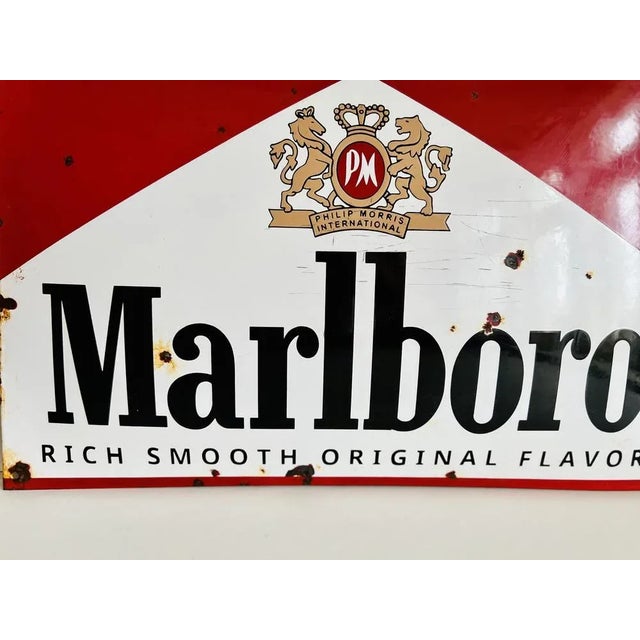Metal Vintage Marlboro Metal Sign, 1950s For Sale - Image 7 of 12