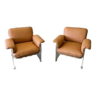 Vintage 1970s Pace Collection Argenta Lounge Chairs | Mid-Century Modern Chrome & Lucite Chairs Unsigned For Sale