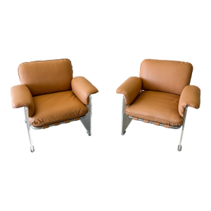 Vintage 1970s Pace Collection Argenta Lounge Chairs | Mid-Century Modern Chrome & Lucite Chairs Unsigned