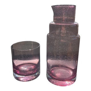 Late 20th Century Bolle Amethyst Bubble Bedside Carafe Set For Sale