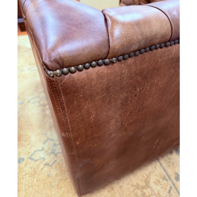 Restoration Hardware Savoy Tufted Leather Club Chair For Sale In New York - Image 6 of 7