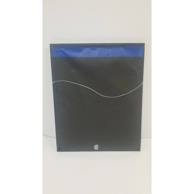 Retro Colorful Print signed by Artist. Subject of various flowers in vibrant colors. Matted and framed in a Dark Marine...