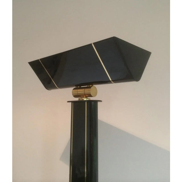 1970s Circa 1970 French Black Lacquered and Brass Floor Lamp For Sale - Image 5 of 13
