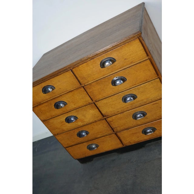 Mid-20th Century German Oak Pine Apothecary Cabinet or Bank of Drawers For Sale - Image 9 of 14