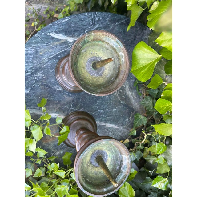 16th Century A Pair of Bronze Pricket Candlesticks Circa 1500 For Sale - Image 5 of 9
