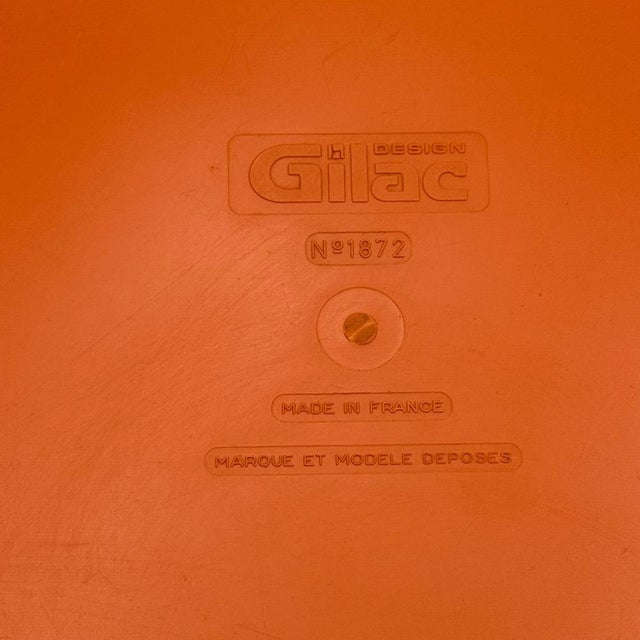 Plastic French Model 1872 Low Table in Orange Plastic by Gilac, 1970s For Sale - Image 7 of 18