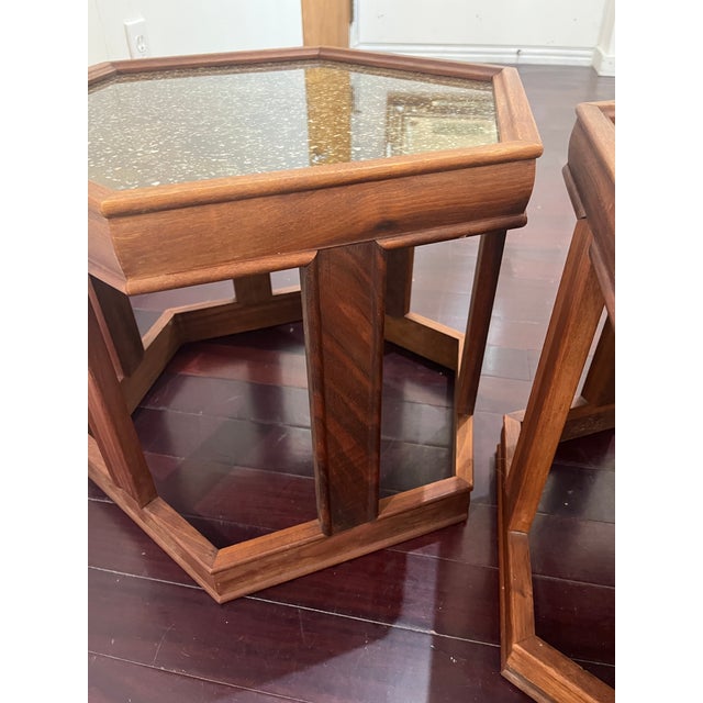 John Keal Pair Hexagonal "Domino" Tables by John Keal for Brown Saltman For Sale - Image 4 of 7