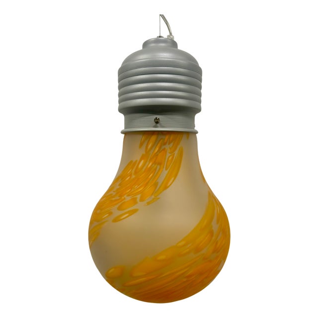 Orange Blown Glass Bulb Pendant Lamp, 1990s For Sale