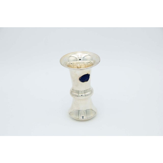 Small Vase in Silver with Fish Appliqué in Lapis Lazuli For Sale - Image 3 of 3
