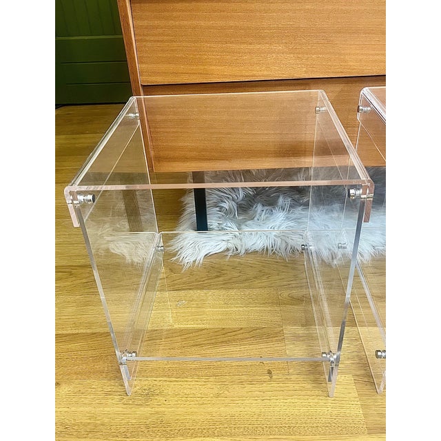 Acrylic Glass Bedside Tables by Michel Dumas for Roche Bobois, 1970s, Set of 2 For Sale - Image 3 of 7