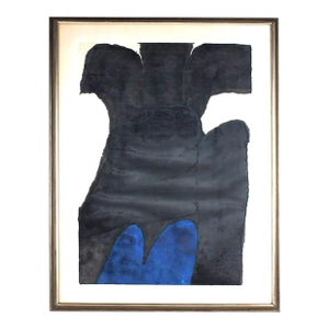 1960s Original Signed Carol Summers "Stromboli Dark" Woodblock Print, Framed