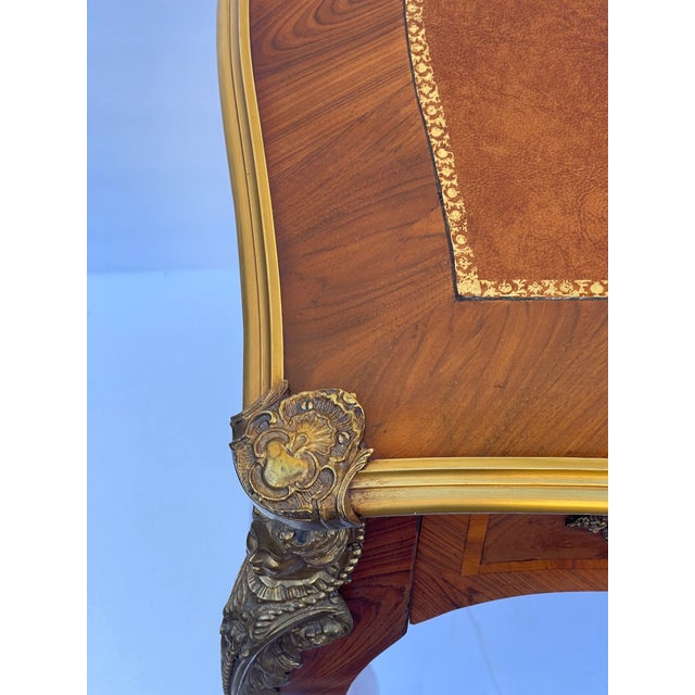 1920s 1920s Gorgeous French Louis XVI Style Marquetary Desk With Ormolu For Sale - Image 5 of 10