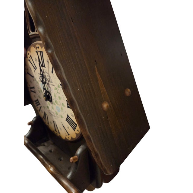 Vintage New England Clock Company Hanging Wood Wall Weights Cathedral Hark Chime For Sale - Image 9 of 17