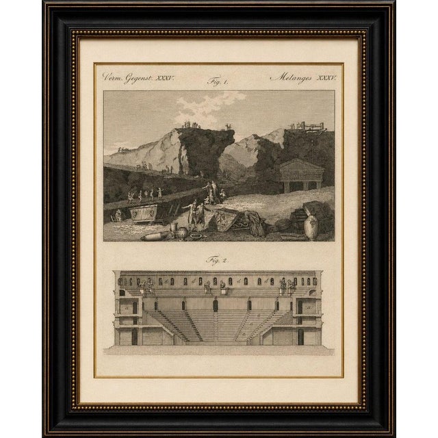 Original antique print of an ancient theatre and archaeological excavation by bertuch, c. 1800 original antique copper...