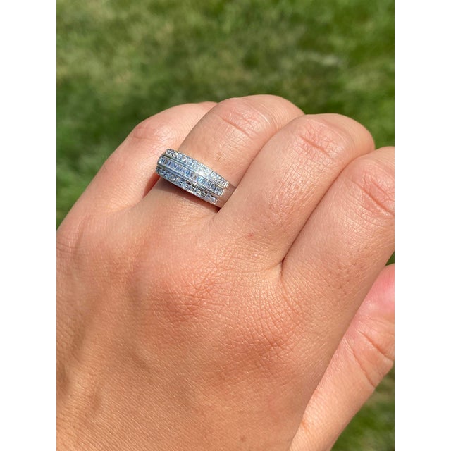 The Kaleigh Road: Three Row Diamond Band with Baguettes and Rounds For Sale - Image 10 of 10