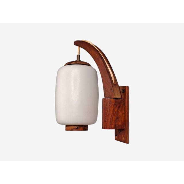 1960s Danish Modern, Wall Sconce, Teak, Opal Glass For Sale In New York - Image 6 of 10