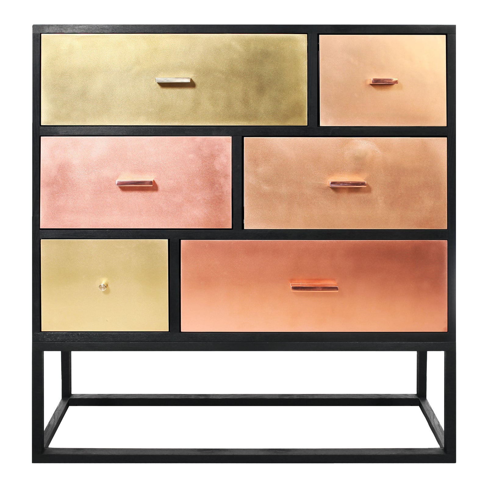 Modern Black Chest of Drawers With Marble Top and Brass, Copper, Bronze ...