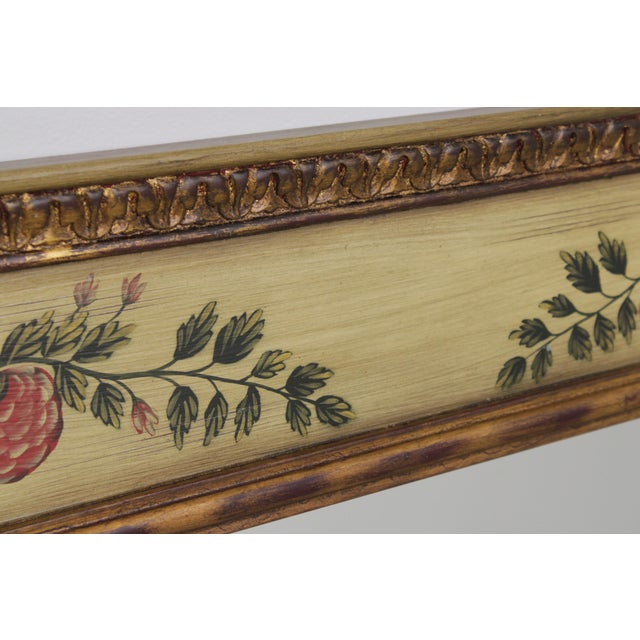 Glass Decorative Venetian Hand Painted Gilt Frame Floral Wall Mirror For Sale - Image 7 of 12