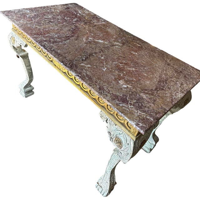 Antique Italian Top Marble Gilt and Patina Wood Center Table For Sale In West Palm - Image 6 of 6
