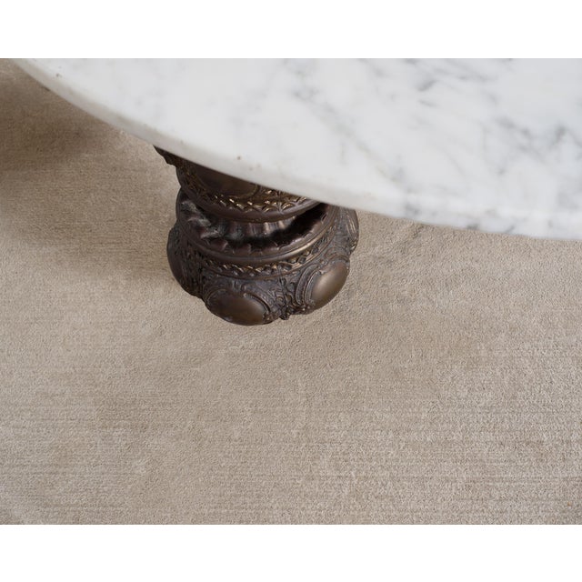 Bohemian Bronze Mace Finial Cocktail Table Carrara Marble Top For Sale - Image 12 of 18