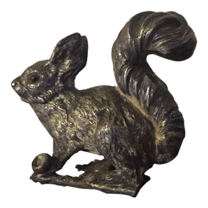 Antique 19th Century Silver Plate Squirrel Sculpture with Glass Eyes