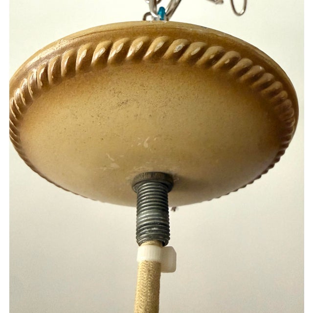 1940s Vintage Art Deco Streamline Moderne Saucer Form Tole Chandelier For Sale - Image 5 of 11