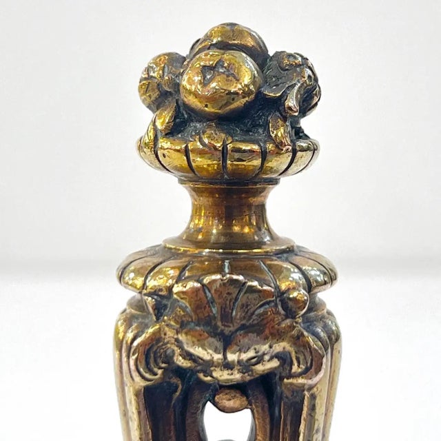 Bronze Antique French 1880s Fruits on Perforated Cast Bronze Blank Round Wax Seal Stamp For Sale - Image 8 of 11