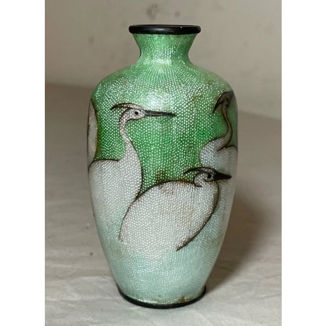 Antique 19th Century Japanese Meiji Miniature Foil Enamel Signed Bronze Vase Urn For Sale - Image 4 of 10